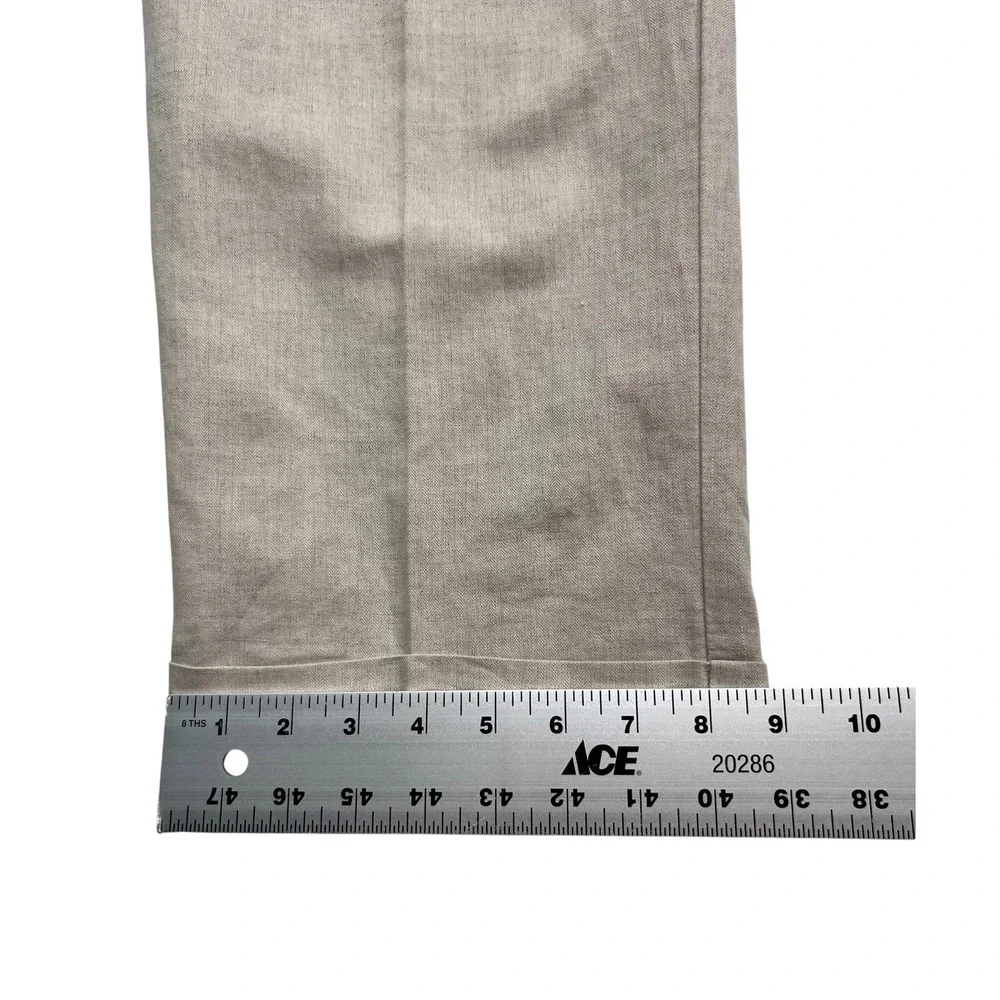 vtg Dockers 33x30 Khaki Linen Cotton Dress Pants Trousers Pleated High Waisted